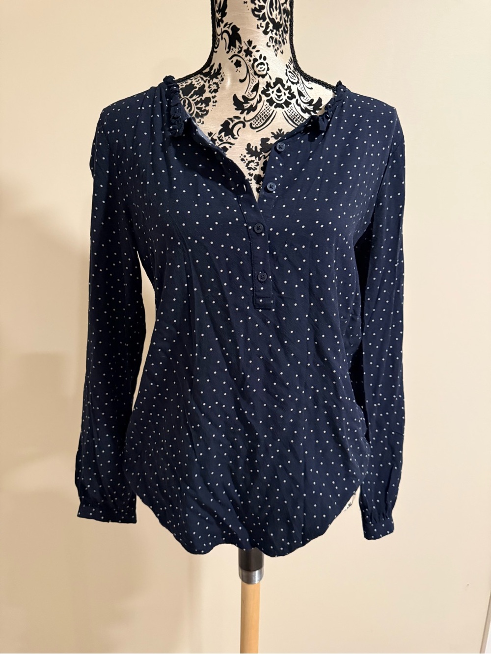 Loft Long Sleeve Polka Dot Blouse